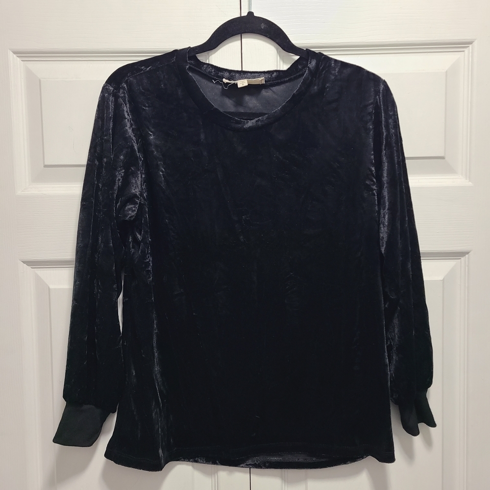 No Comment NY LA‎ Black Velvet Long Sleeve Top Small